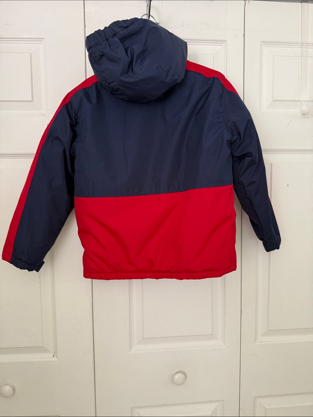 U.S. POLO ASSN.  BOYS Navy & Red Colorblock Hooded Puffer Jacket Size S (8) - Picture 3 of 16